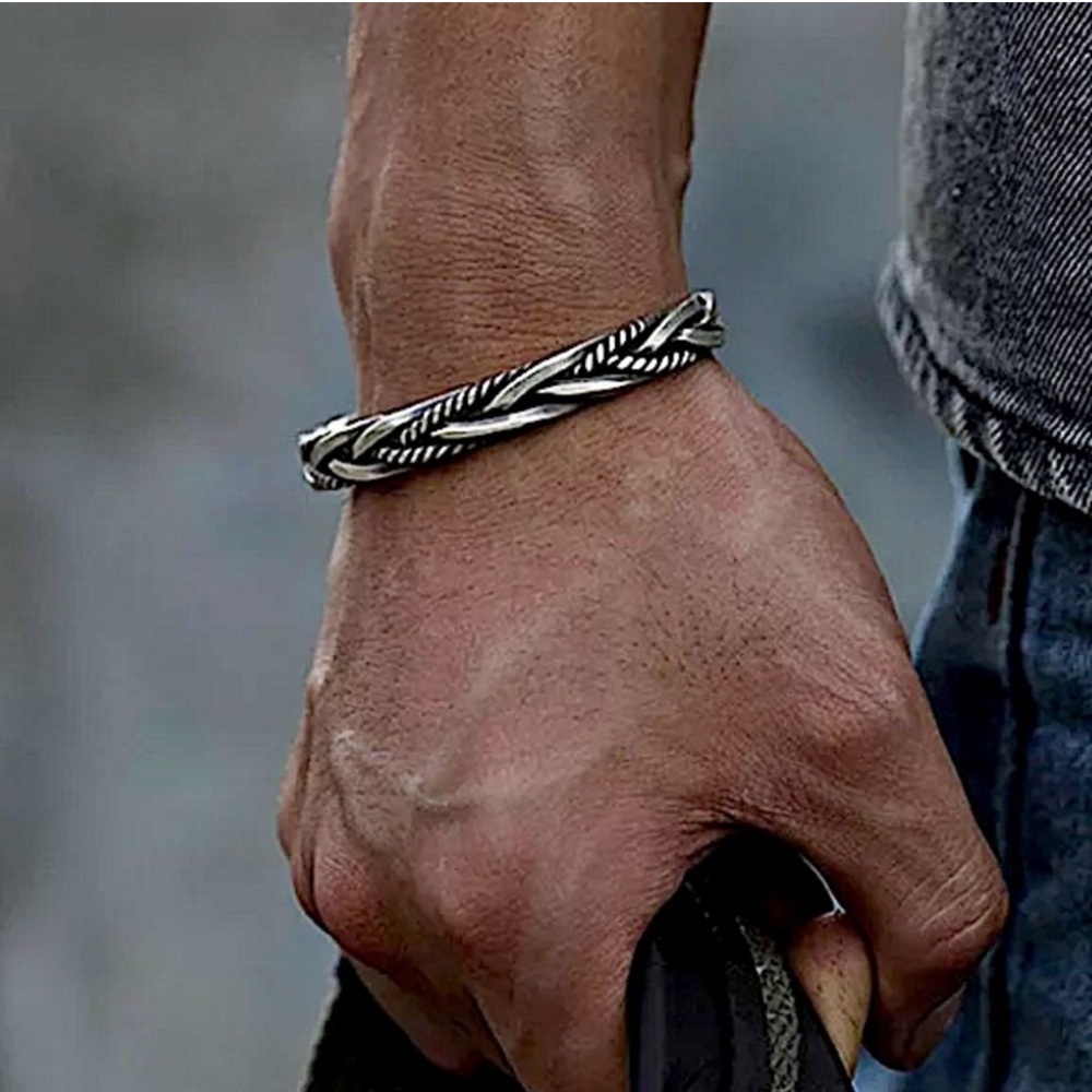 Stainless Braided Unisex Bangle Cuff Bracelet